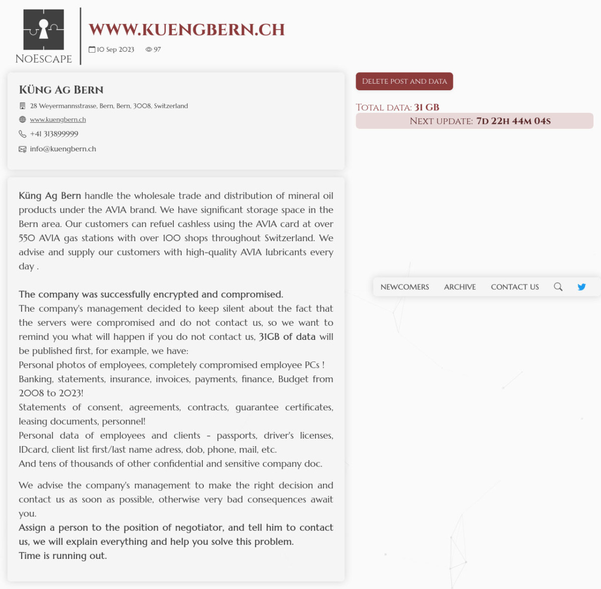 NoEscape-Kung-Ag-Bern